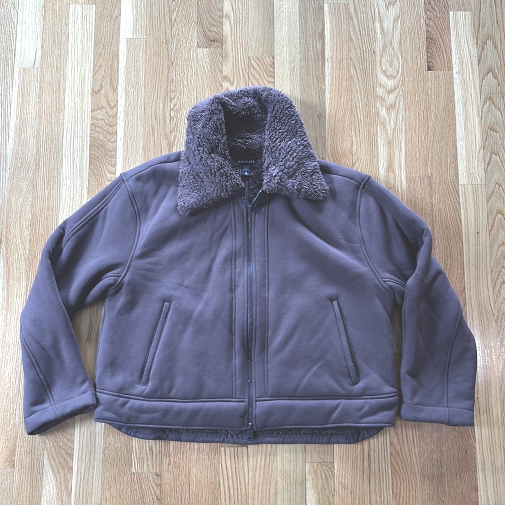 Athleta cropped fleece jacket brown size XL